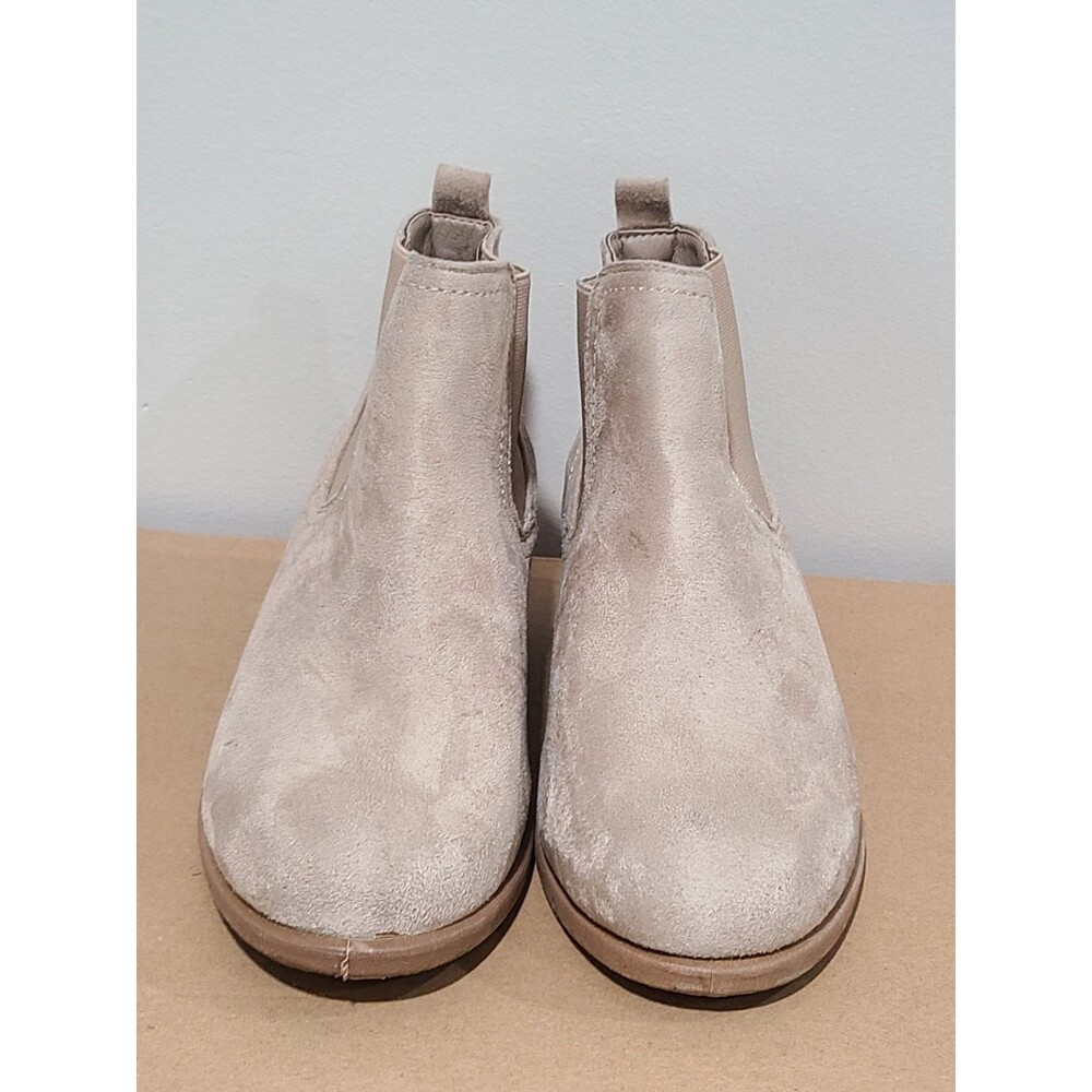 POP women's slip-on beige block mid heel EMMY Chelsea ankle boots size 8.5 M Pre